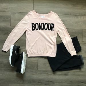 Like New Elle “Bonjour” Blush Lightweight Sweater